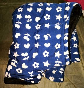 Cute Blue Vest with White Stars and Flowers
