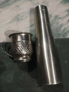 Combo Vintage Stainles Steel Water Bottle &amp; Mug S