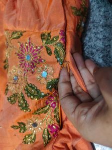 Elegant Orange Embroidered Gown