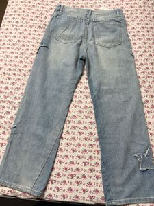 H&amp;M Light Wash Star Patch Jeans