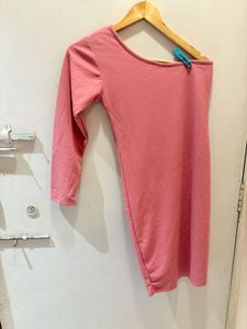 Chic One-Shoulder Pink Dress