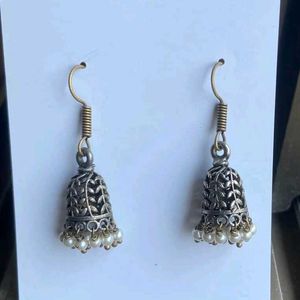 Handmade Bell Jhumka Earrings with Pearls