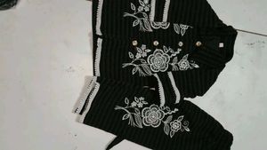 Black Kurta Set with White Embroidery