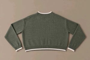 OLIVE GREEN SUNDAY FOOTBALL GRAPHIC KNIT SWEATER