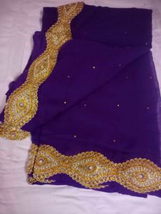 Beautiful Purple Embroidered Saree