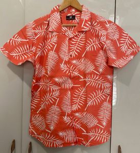 Men's Tropical Leaf Print Short Sleeve Shirt