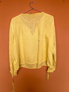 Lemon Yellow Sleeve Tie Up Top