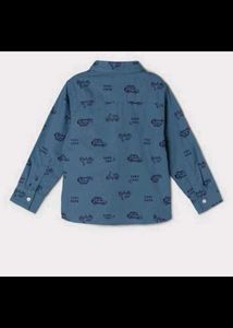 Boys Blue Car Print Shirt