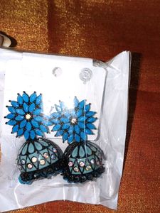 Beautiful Blue Jhumka Earrings