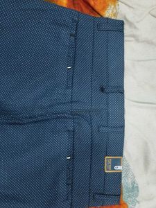 Men's Blue Printed Trousers