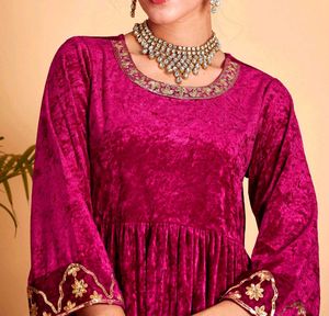 Velvet Embroidered Kurta