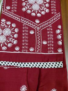 Maroon Embroidered Kurti Top