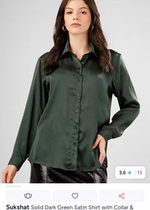 Solid Dark Green Satin Shirt