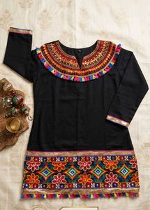 Embroidered Short Kurta with Tassels