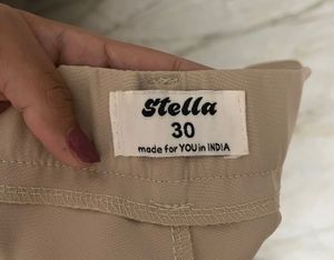Beige Wide Leg Trousers