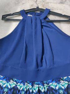 Blue Halter Neck Long Dress