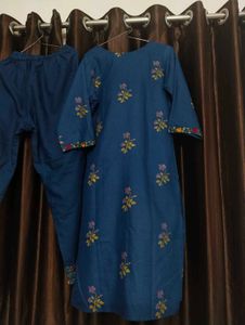 Blue Floral Print Kurta Set