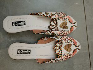 Embellished Peacock Flat Sandals