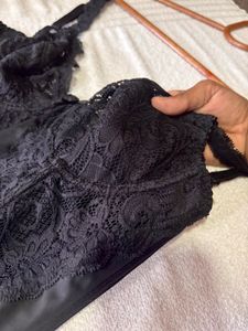 Black Lace Corset with Garter Straps