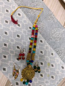 Bohemian Beaded Necklace & Earring Set