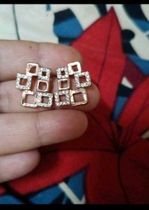 Geometric Diamond Stud Earrings