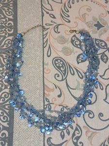 Sparkling Blue Beaded Statement Necklace