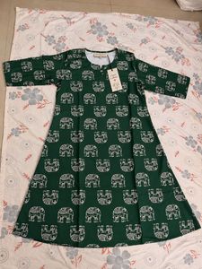 Green Elephant Print Kurta