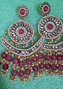 Stunning Pink Beaded Statement Earrings