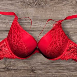Next UK Padded Underwired Red Lace Pushup Bra