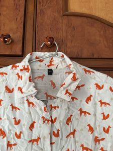 Fox Print Button-Up Shirt