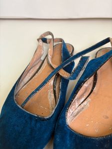 Teal Suede Slingback Flats