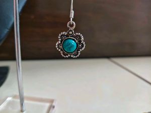boho silver Turquoise stone Necklace &amp; Earring Set