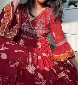 Beautiful Red Floral Ethnic Gown
