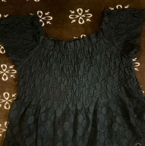 Chic Black Smocked Off-Shoulder Top