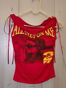 Red Graphic Print "Alley Eye On Me" Padded Top