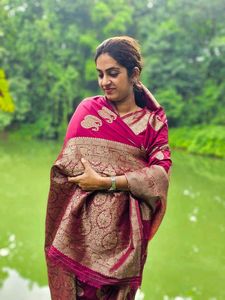 Elegant Maroon Banarasi Silk Saree