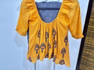 Yellow Embroidered Ethnic Blouse