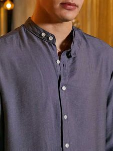 Men's Casual Band Collar Shirt