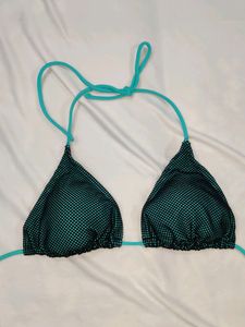 No Boundaries Black And Teal Fishnet Bikini Set