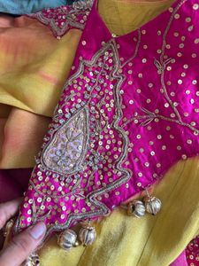 Pink &amp; Yellow Embroidered Salwar Suit