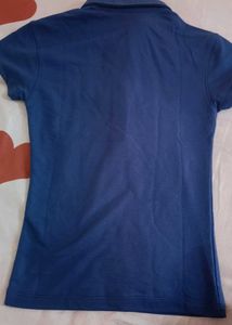 Shein Graphic Print Navy Blue Polo Shirt