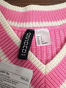 H&amp;M Pink Knitted Vest Sweater