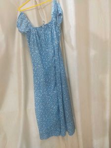 Blue Floral Print Dress for women