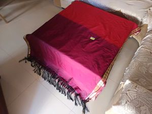 Orange &amp; Dark Coffee Colour Mix Silk Saree Blouse