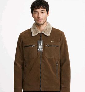 Unisex Brown Suede Fur Collar Jacket For Girls & B