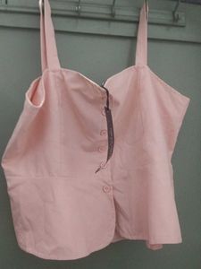 Chic Pink Button-Up Tank Top never used