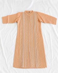 Elegant Peach Embroidered Kurta