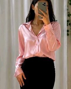 Dusty Pink Satin Shirt