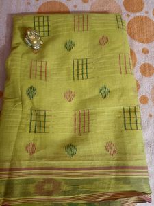 Vibrant Yellow Cotton Saree