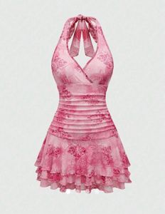 Pretty Pink Halter Neck Dress